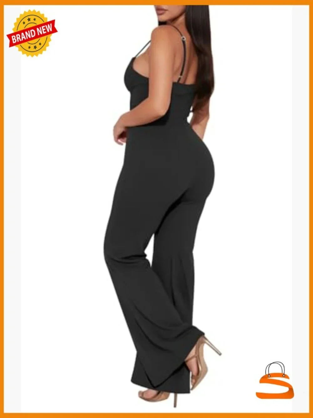Sleeveless Spaghetti Strap Wide Leg Jumpsuit with Corset Bodice